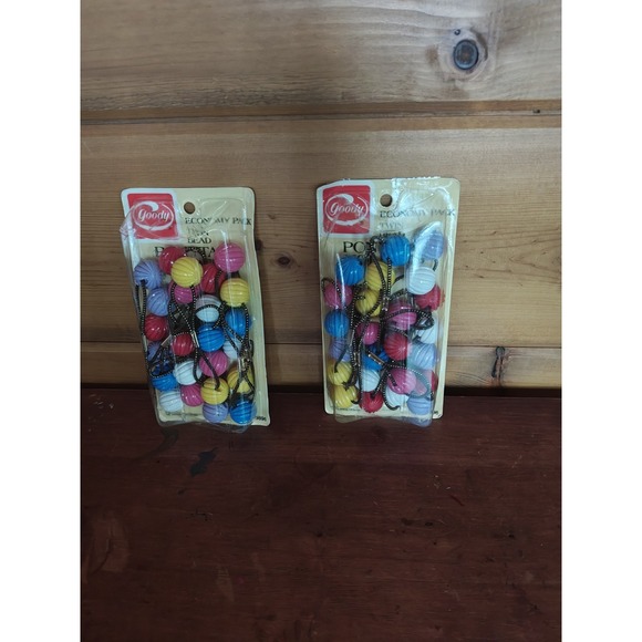 Vintage 70s Goody Twin Bead Ponytail Holders Economy Pack 24 Total 1975 Elastic
